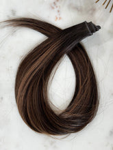 Load image into Gallery viewer, Bree Hybrid Weft coiled to show its rich cool brunette color