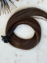 Load image into Gallery viewer, Alternate full view of the Bree cool brunette K-tip hair extensions