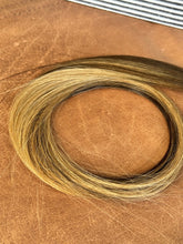 Load image into Gallery viewer, Kallee hand tied hair weft close-up showing the dimensional bronde color blend