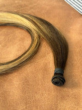 Load image into Gallery viewer, Kallee hand tied hair weft close-up showing the stitched weft seam