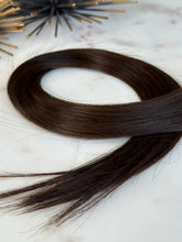 Load image into Gallery viewer, Rachele hybrid weft dark brown hair lengths and ends