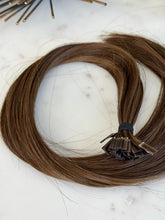Load image into Gallery viewer, Sasha K-tip 18-inch hair extensions with keratin bonds visible