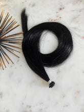 Load image into Gallery viewer, Tereece black hand-tied weft extension angled view