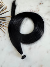 Load image into Gallery viewer, Tereece black hand-tied weft extension full view
