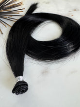 Load image into Gallery viewer, Tereece black hand-tied weft hair extension with cut zone